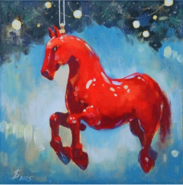 Светлана Искоских "Красный конь" холст, акрил 2025