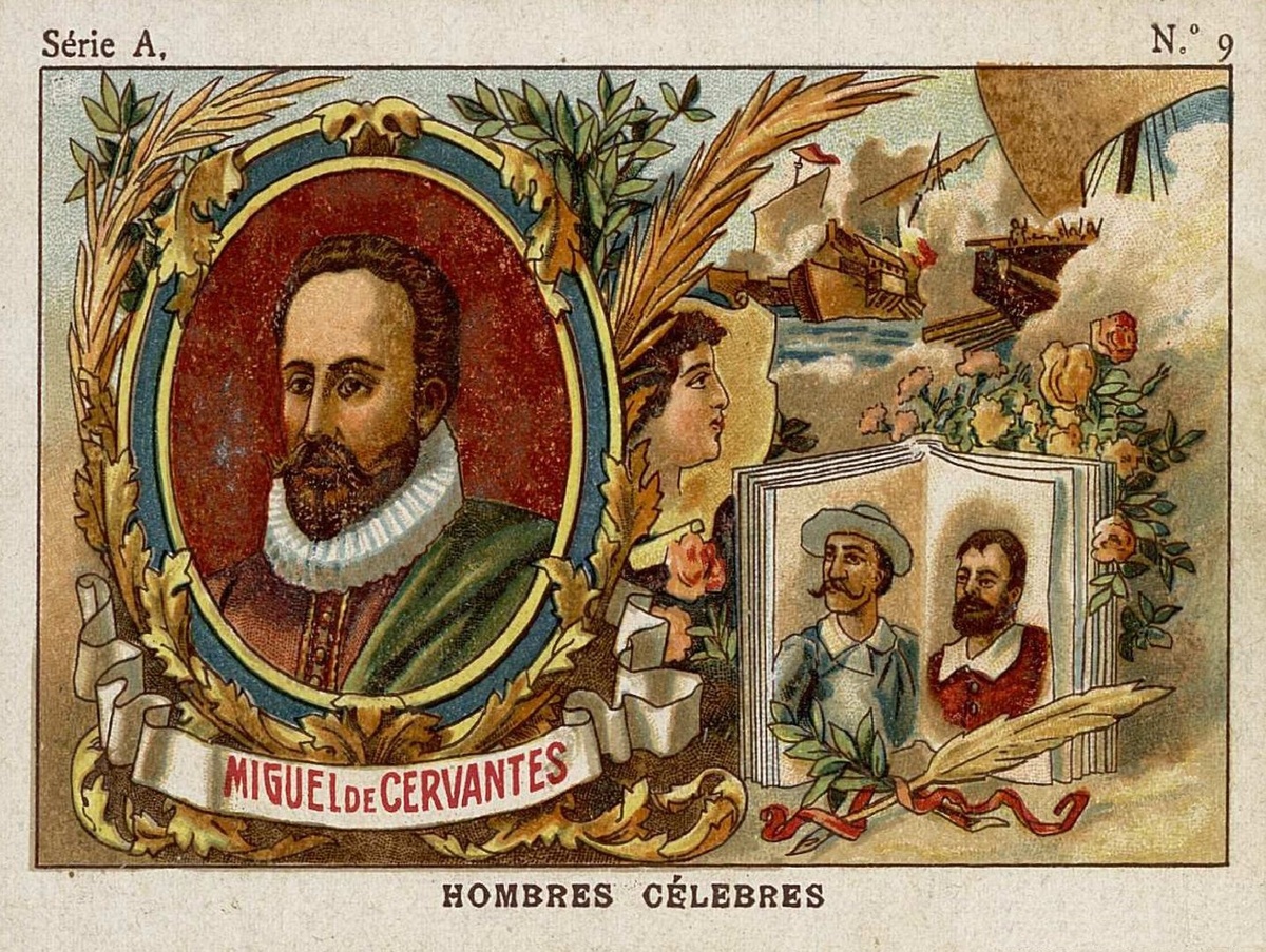 Мигель де Сервантес. 1930-е.  Из серии карточек «Знаменитые люди». Неизвестный художник. Национальная библиотека Испании, Мадрид