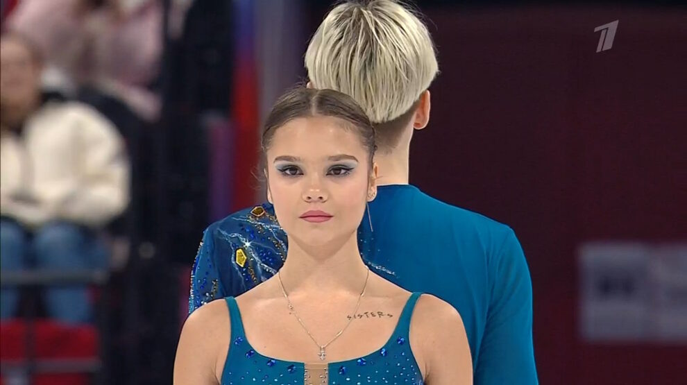    Екатерина Чикмарева и Матвей Янченков. Фото: стоп-кадр прямого эфира «Первого канала»