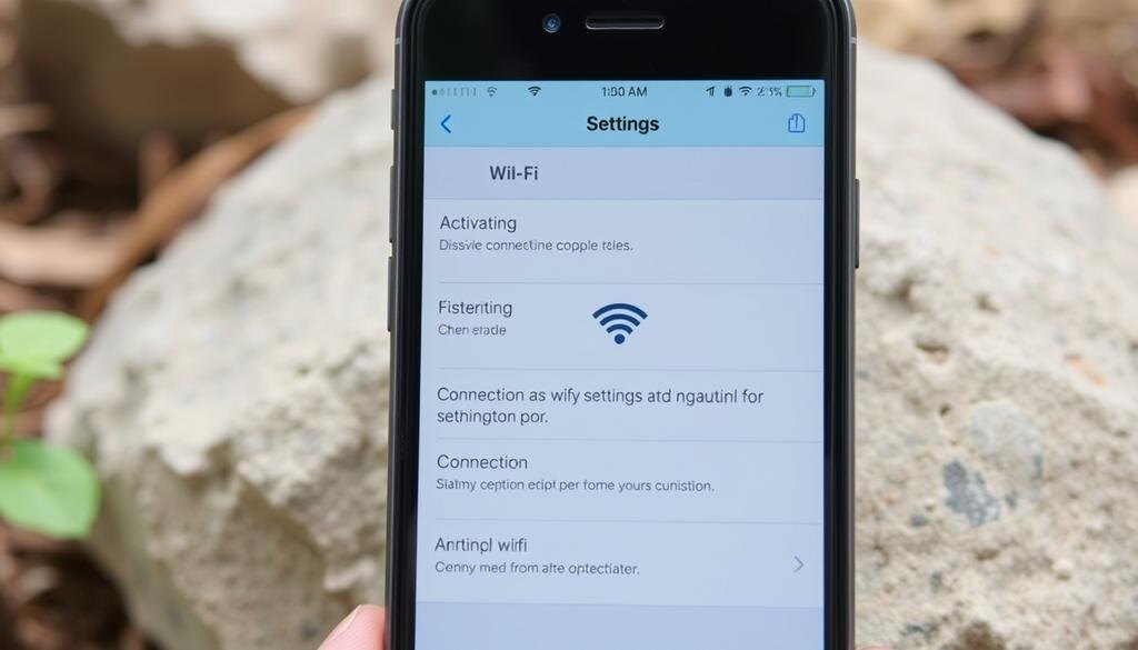    Картинка, демонстрирующая телефон с включенной Wi-Fi и сигналом