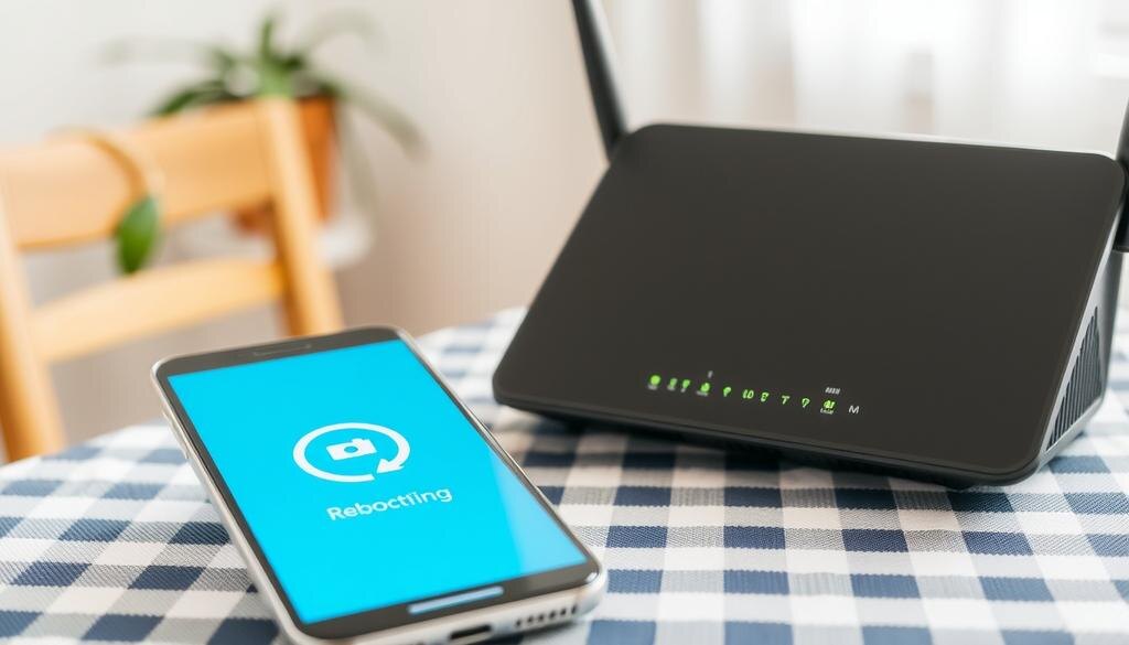    Перезагрузка телефона и роутера