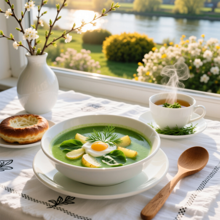 Rheinischer Sauerampfersuppe — Райнский щавельевый суп