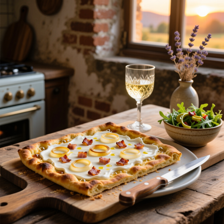 Flammkuchen — Фла́ммкухен — альзасский «немецкий пицца»