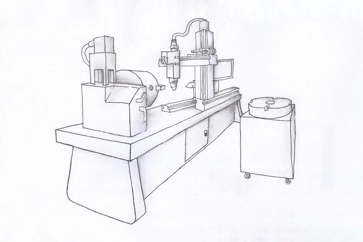 Один из возможных видов лазерной закалки, мелкий токарный и карусельного типа стенд