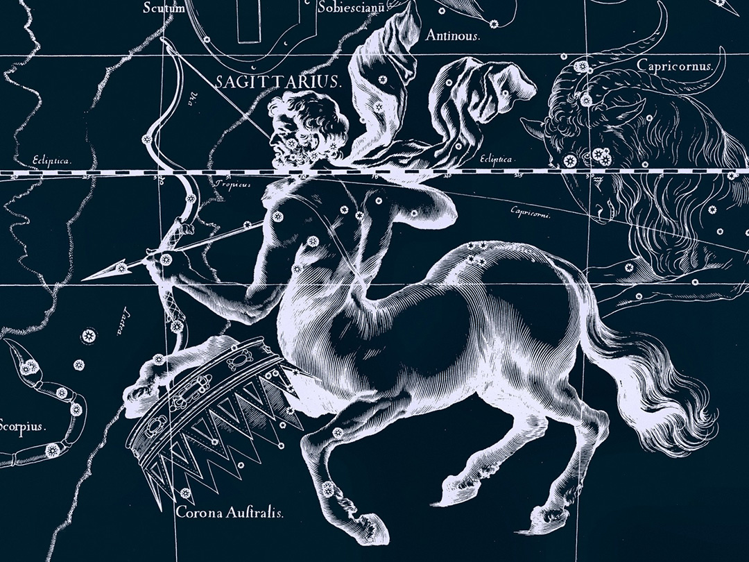 Созвездие Стрельца из атласа Prodromus Astronomiae 1687 г. автор каталога Hevelius Johannes
