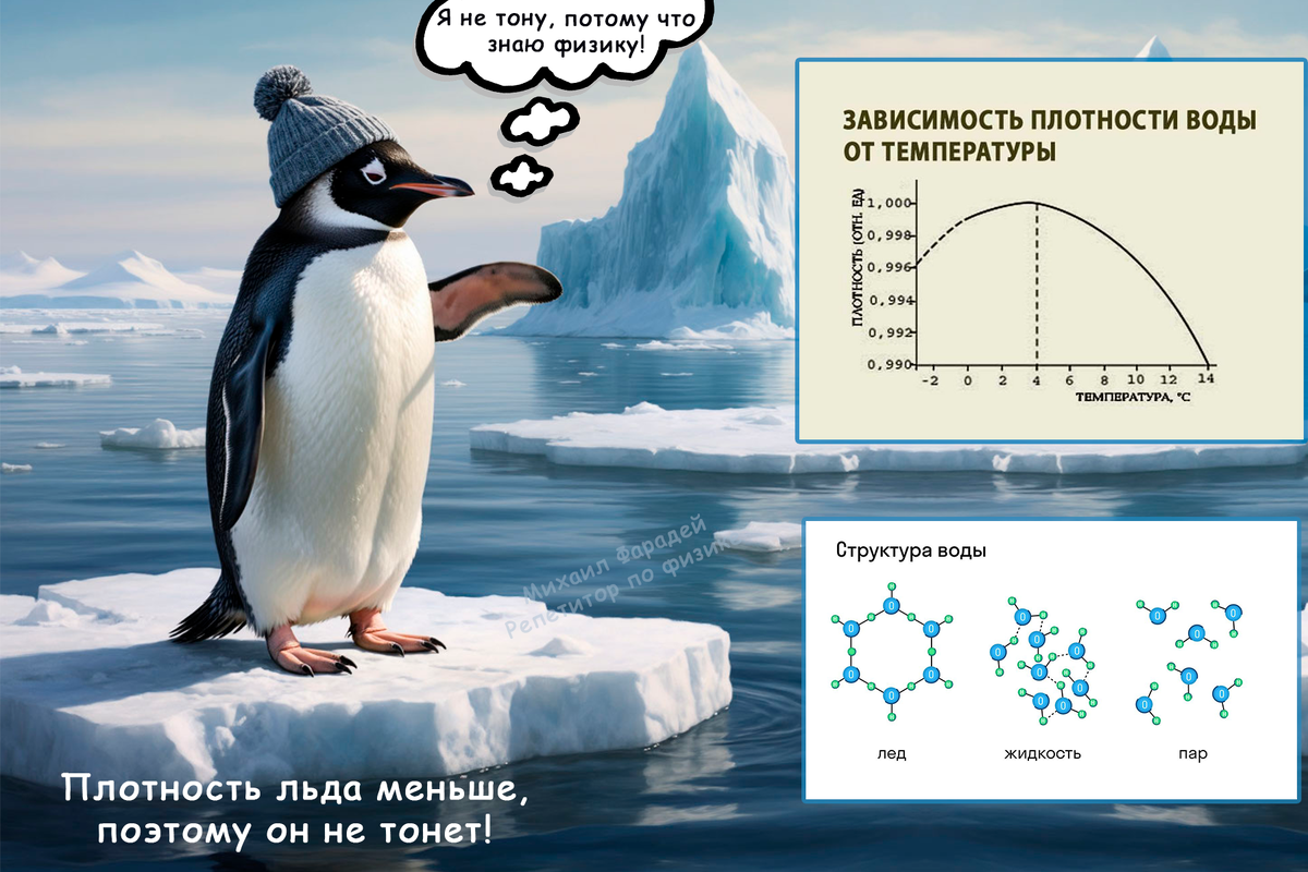 Зависимость плотности воды от температуры и структура воды