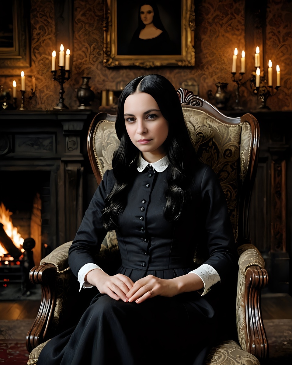 Фотомонтаж в фотошоп в стиле Уэнсдей Аддамс