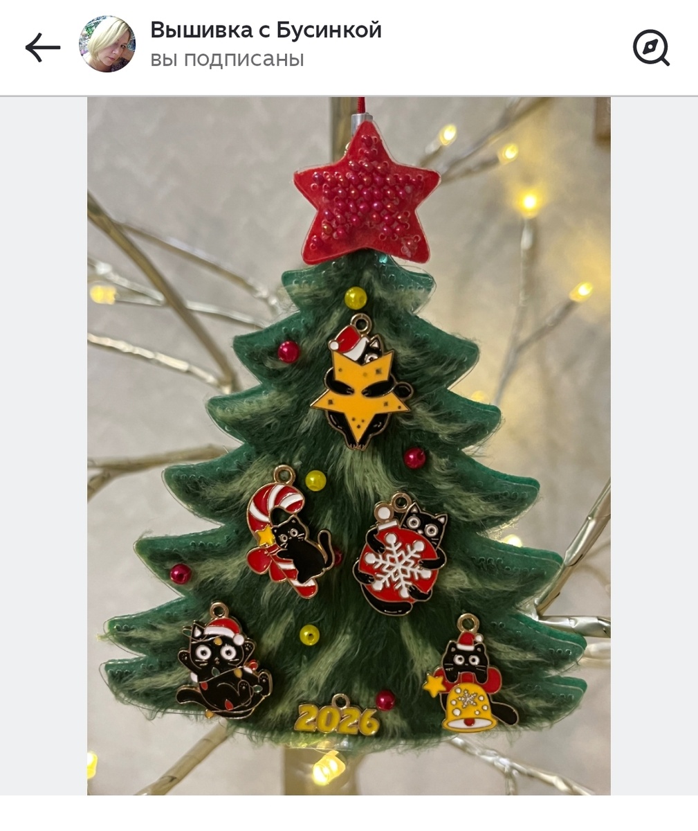 Самая пушистая красавица. А как бомбически украшена, да? Я бы только бусины догадались пришить. А тут целый набор игрушек! 