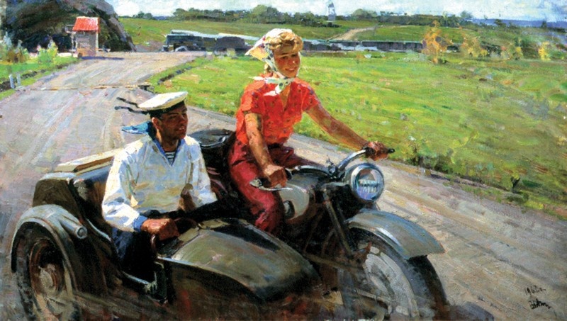 Овчинников. На побывку едет молодой моряк. 1962. Холст, масло.