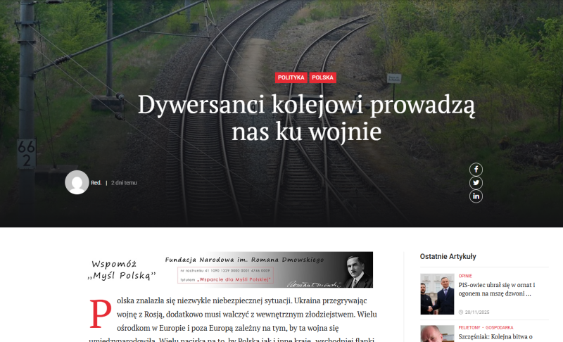    ФОТО: Скриншот статьи Myśl Polska