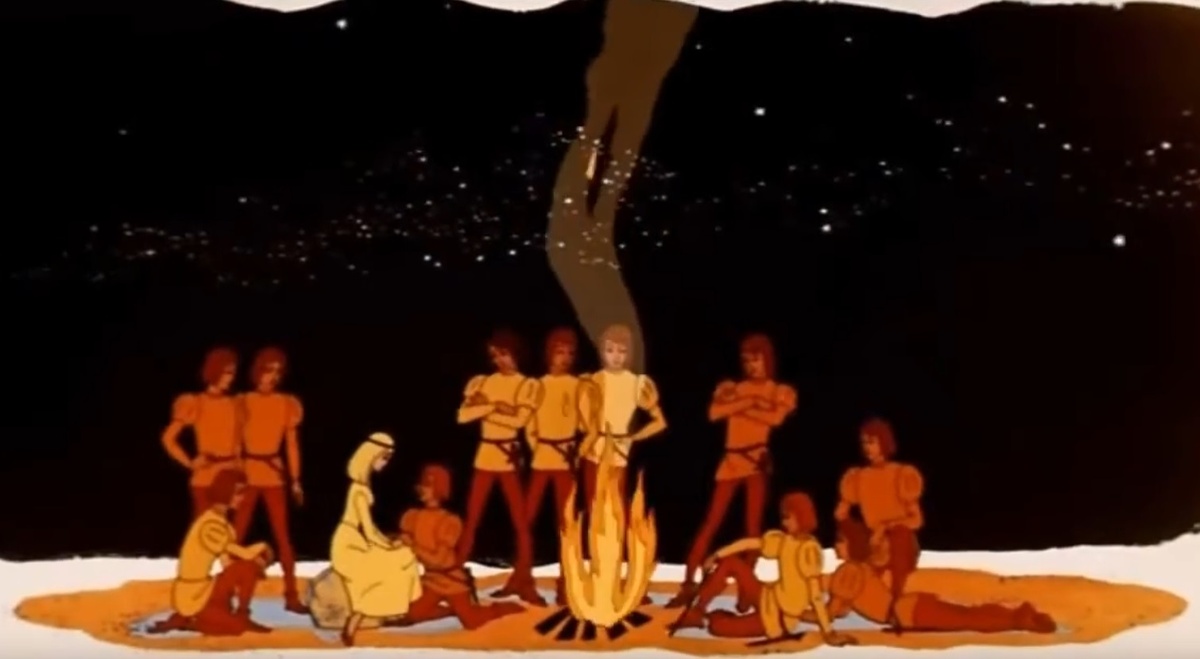 Кадр из мультфильма Дикие лебеди 1962 год