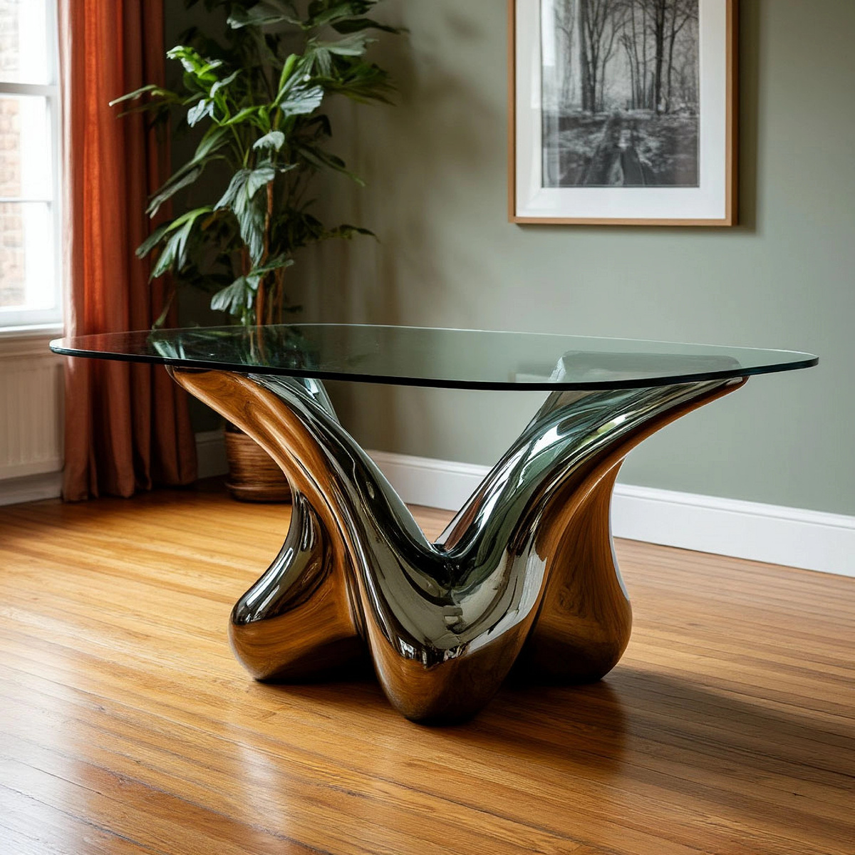 Стеклянный стол.