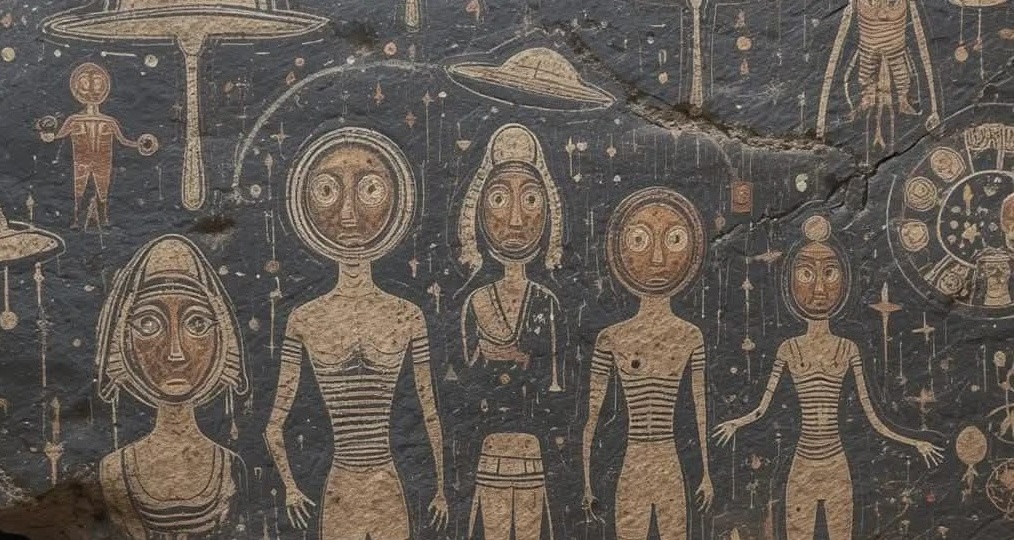 "Люди Рохеля и их космические корабли". Наскальный рисунок возрастом 10 тысяч лет