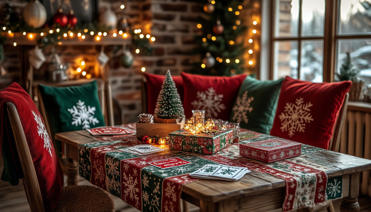 Волшебство начинается с общего стола! Украсьте его тематической скатертью, подготовьте игры и теплые напитки — это место станет центром притяжения для всей семьи в предновогодние вечера.