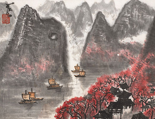 Ли Кежань. Пейзаж с джонками?