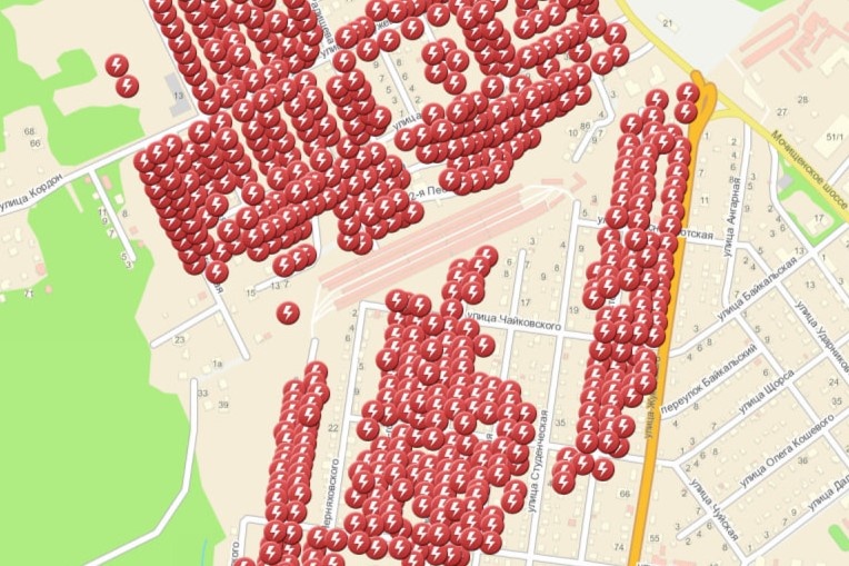    Фото: скрин карты отключений мэрии Новосибирска