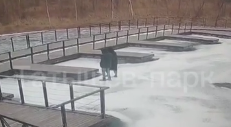     Пара красноярцев провалилась под лед на озере Тихое в красноярском Татышев-парке