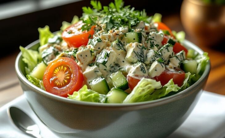 Салат. Фото: сгенерировано с помощью нейросети "Алиса", "Атмосфера"