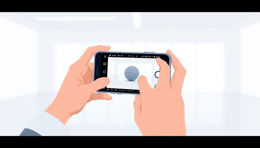    Иллюстрация процесса создания 3D-моделей с помощью смартфона.