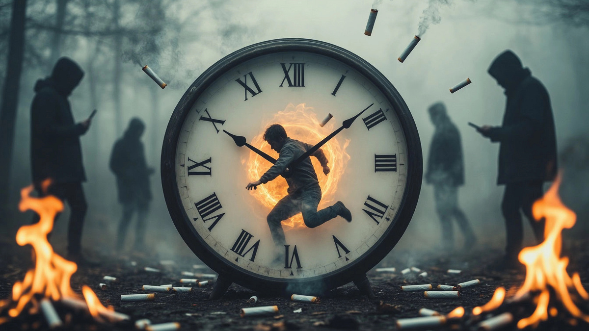 «Каждая сигарета — это не просто пять минут дыма. Это украденный момент вашей жизни.»
