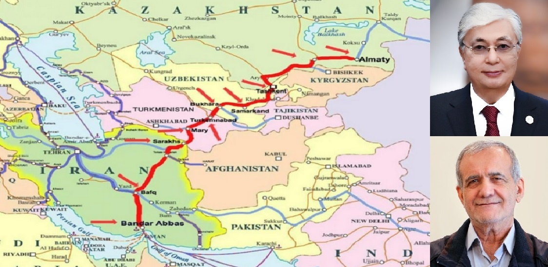 МИМО РОССИИ.. Железная дорога «Казахстан-Туркменистан-Иран» и экономически тяготеющие к ней регионы. Президенты Казахстана (Касым Токаев, вверху) и Ирана (Масуд Пезешкиан, внизу). (Яндекс Картинки)