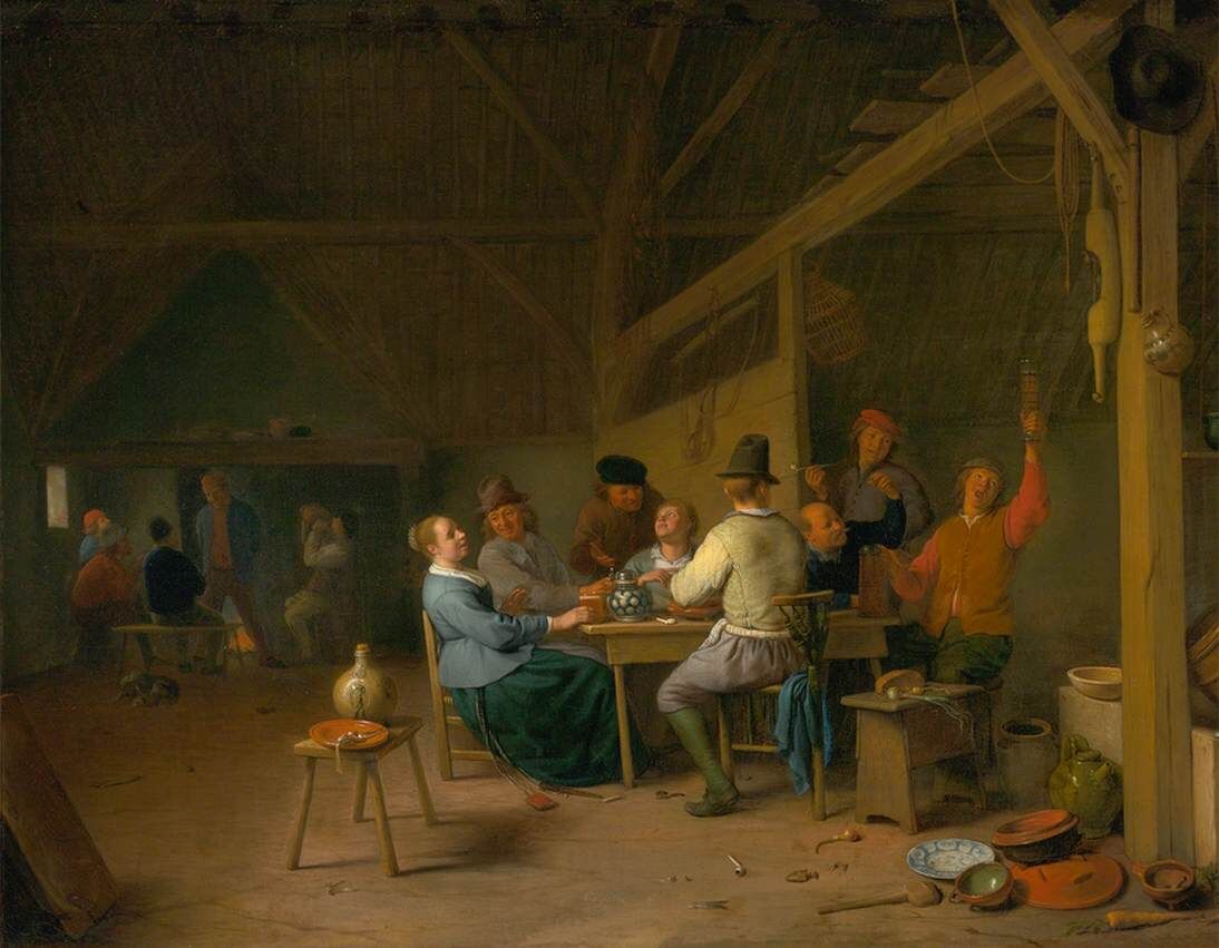Hendrick Maertensz Sorgh, Tavern Interior with Drinkers and Smokers, 1640