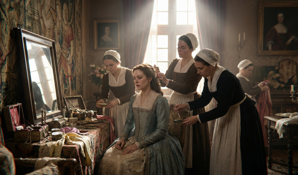 Уединение? Забудьте. Утренний туалет был публичным мероприятием, где обсуждались сплетни и политика.