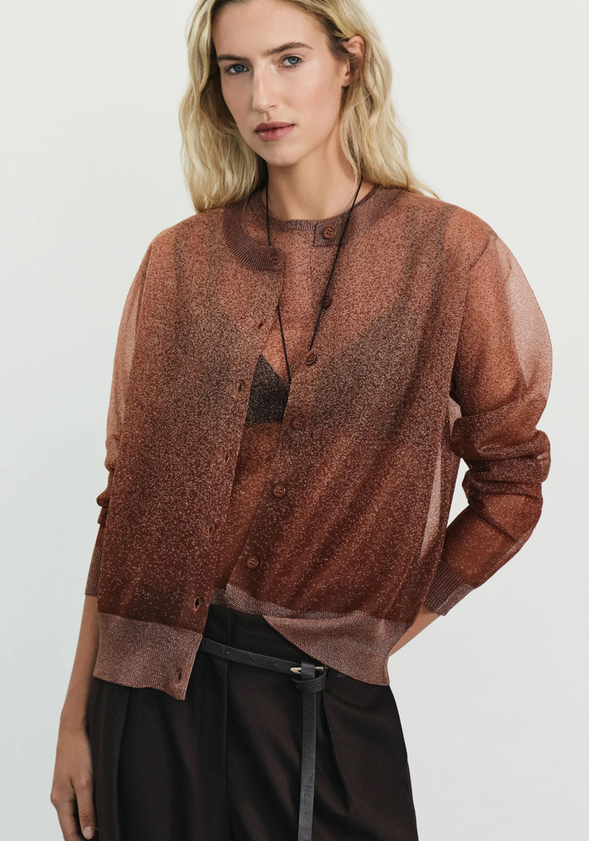 Коричневый полупрозрачный кардиган