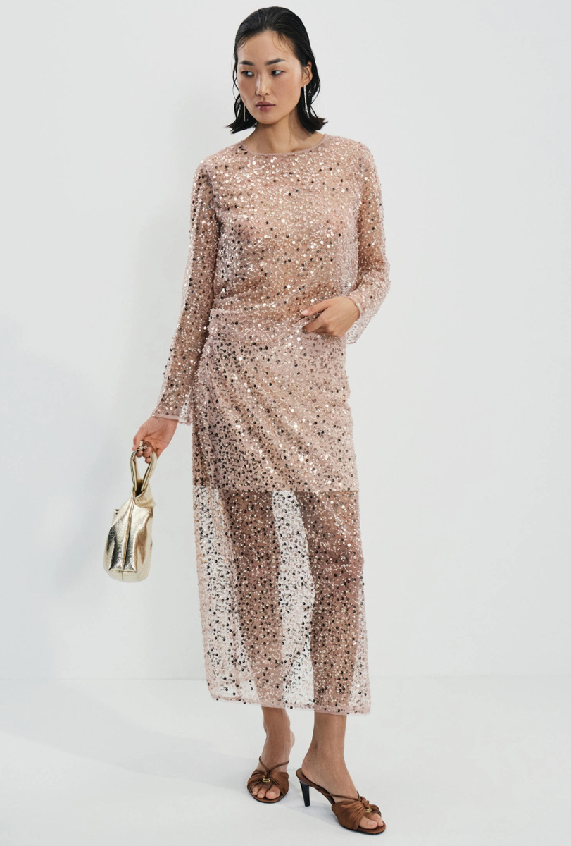 Полупрозрачная юбка со стразами