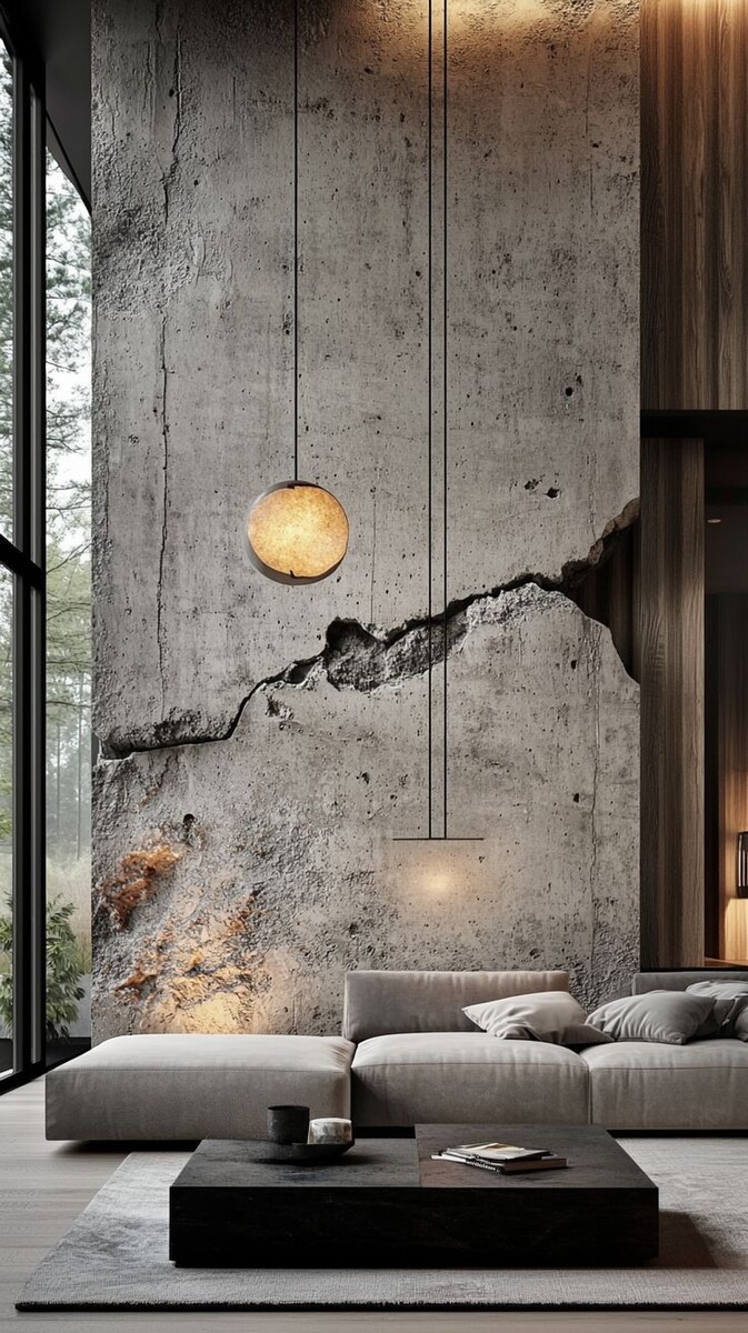 Бетонная в интерьере