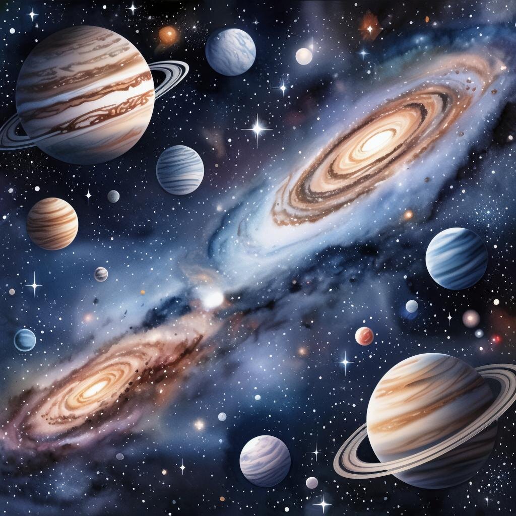 Планеты. Иллюстрация сгенерирована нейросетью