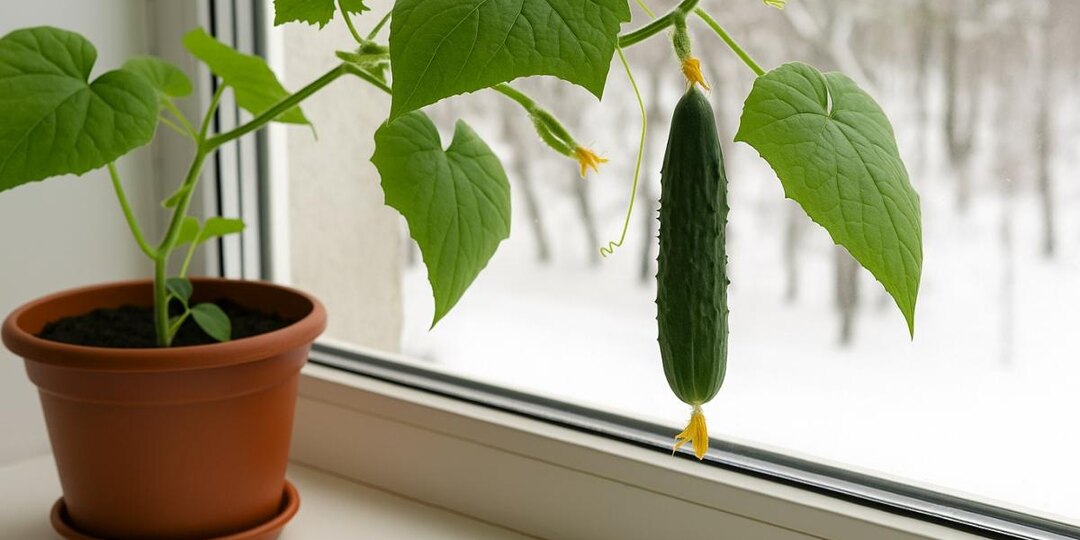 Домашние огурцы плодоносят при уходе без ламп и химии