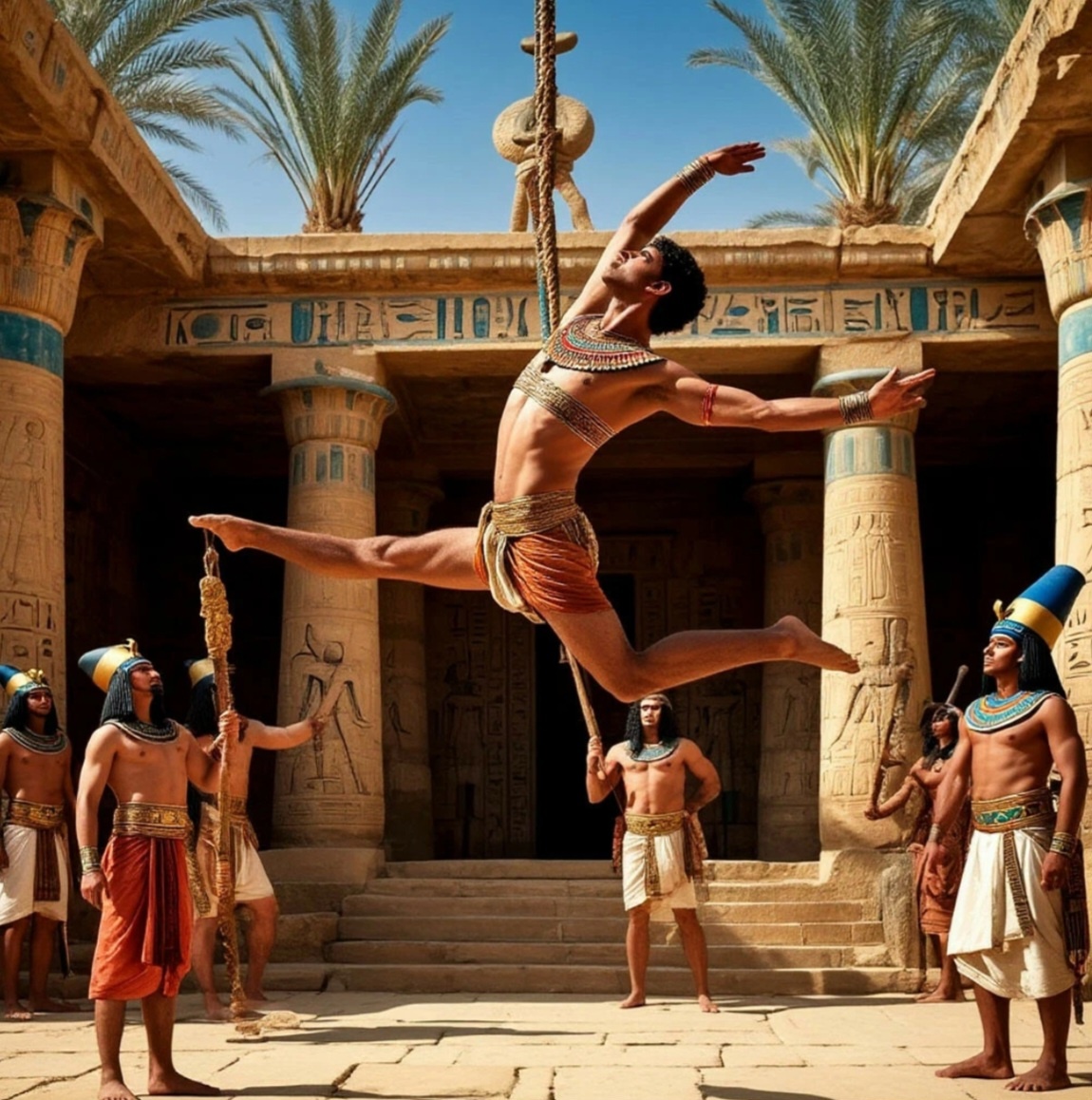 Акробаты Древнего Египта, техника выступлений, иллюстрация