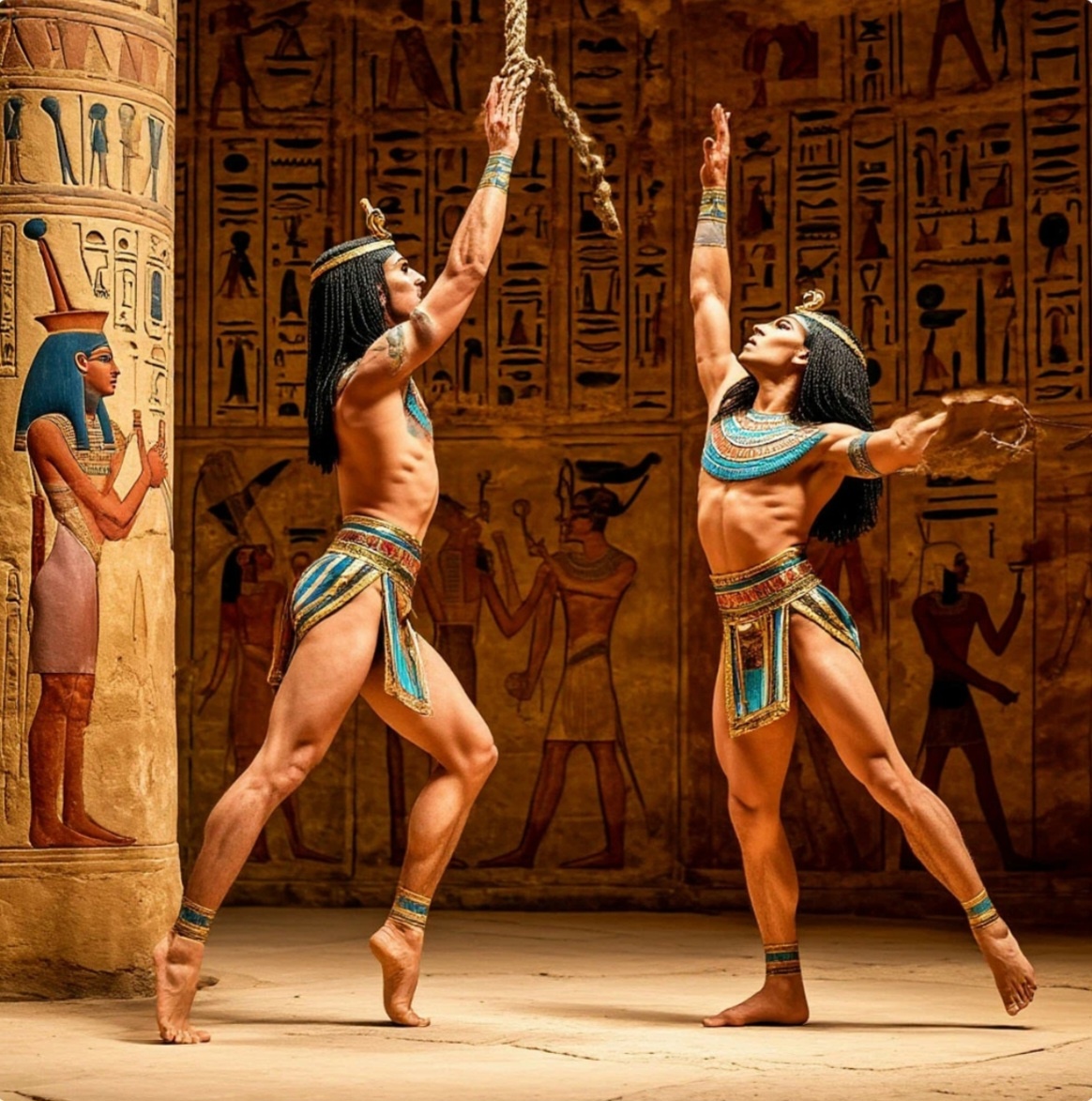Символизм в выступлениях древнеегипетских акробатов, иллюстрация