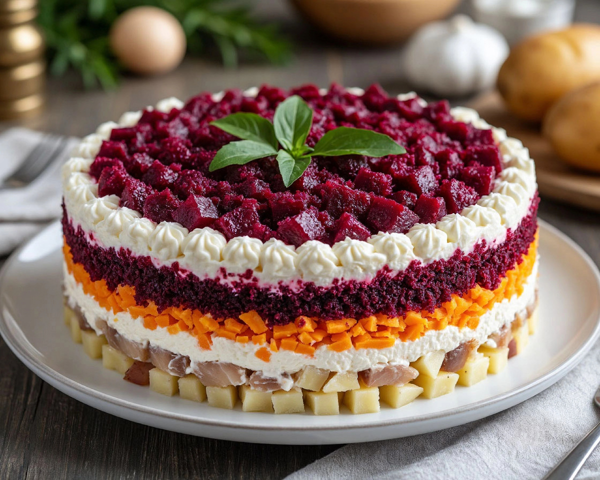 Пошаговый рецепт сельди под шубой для начинающих кулинаров🐟✨