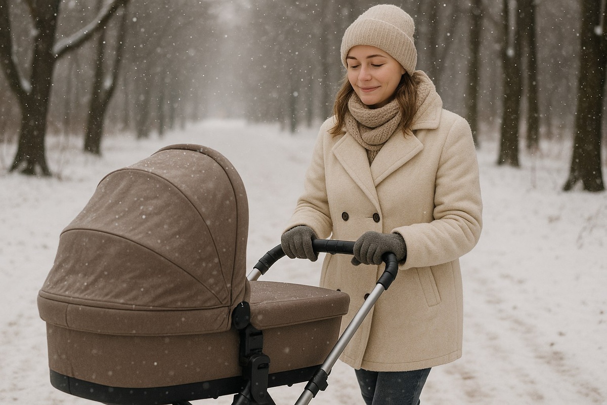 Прогулка с новорожденным зимой