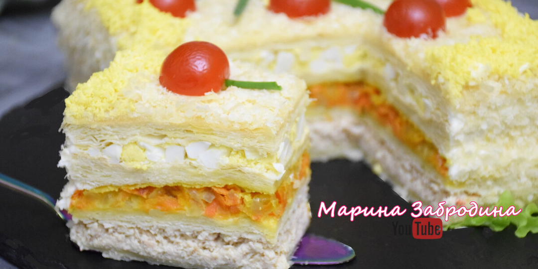 Закусочный торт "Наполеон" из простых продуктов