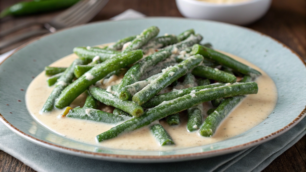 Стручковая фасоль в сливочном соусе