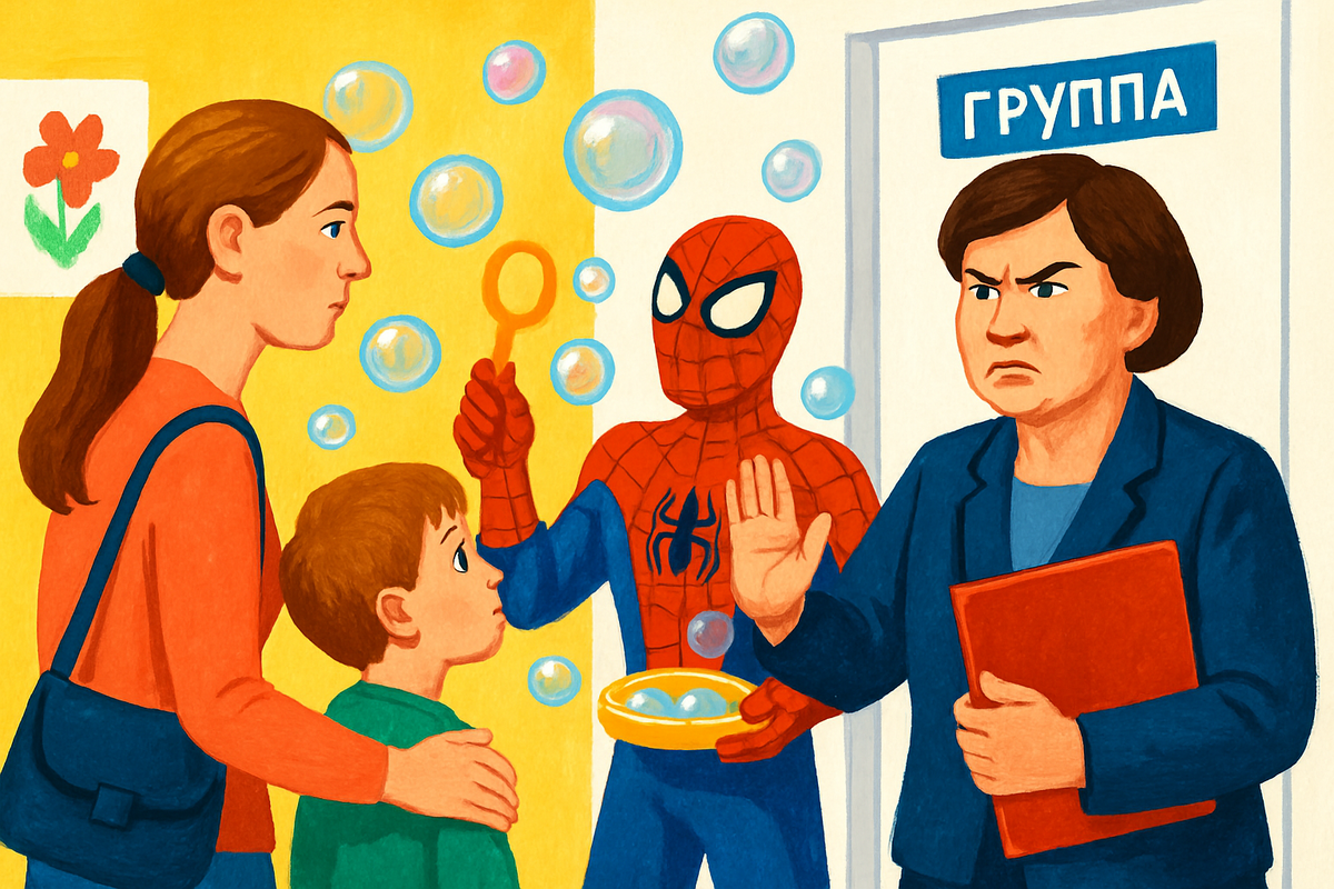 Значит конфеты с пальмовым маслом в детском саду можно, театр в пыльных костюмах, криворуких фотографов пускать, а мыльные пузыри с профессиональными аниматорами — табу? Есть хотя бы один закон, запрещающий приглашать аниматоров в детский сад?