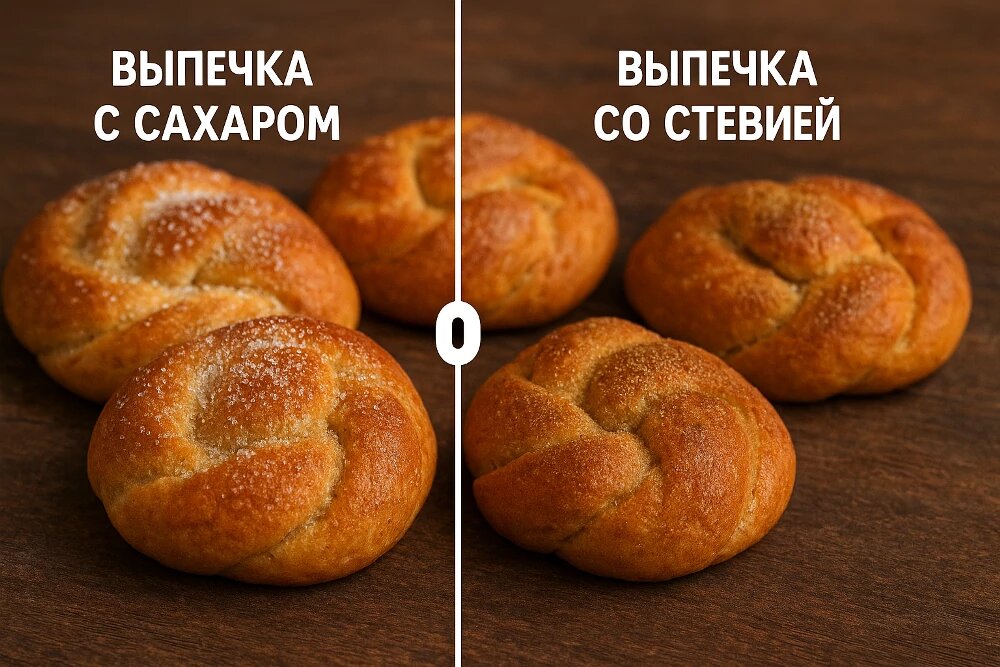 Фото-сравнение «выпечка с сахаром» и «со стевией»
