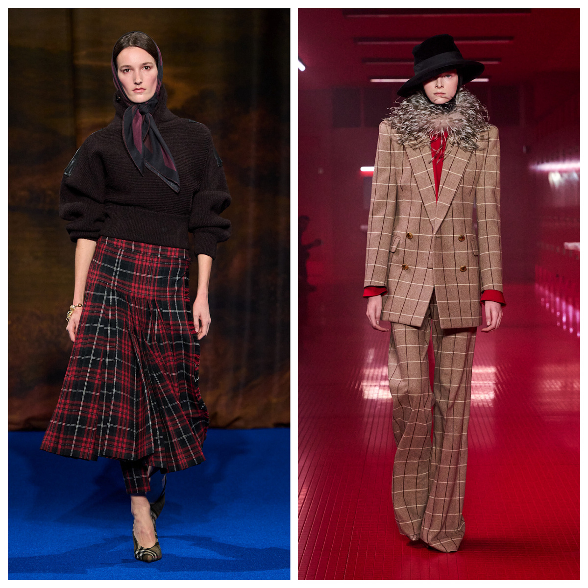 Слева направо: Burberry, Valentino коллекции осень–зима 2025/26