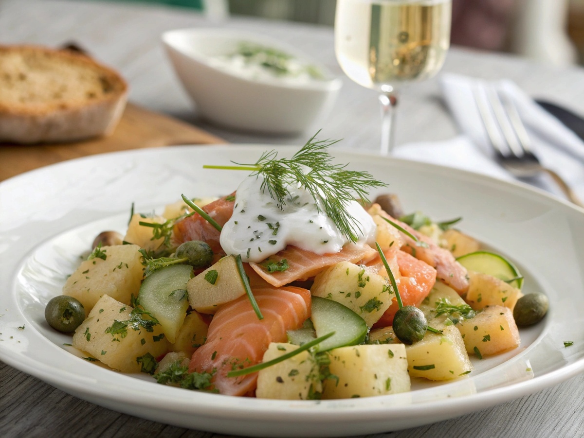 Картофельно-лососевый салат