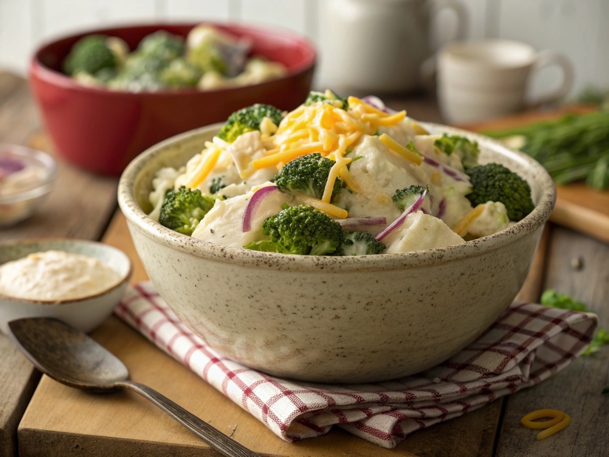 Картофельный салат с брокколи и сыром