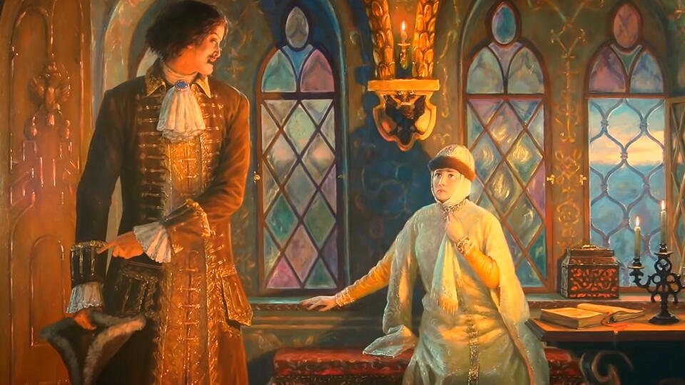 Петр I и его жена Евдокия Лопухина