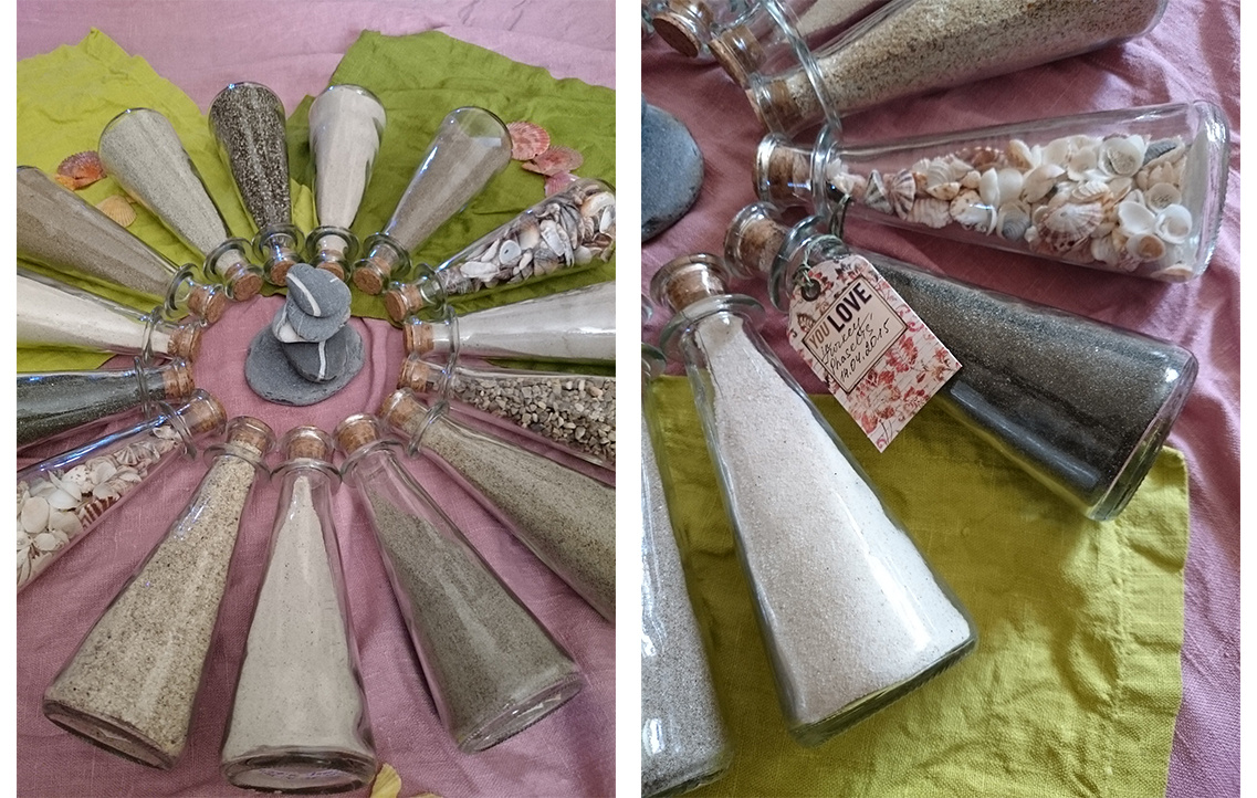 Коллекция Марии Коваленко. На фото справа пески из Тайланда и Турции