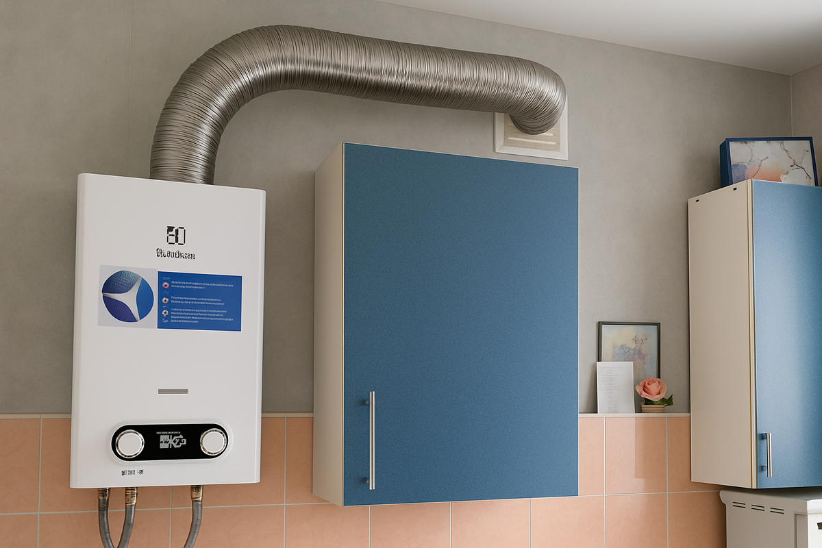 Подключение колонки к дымоходу стальной гофрой