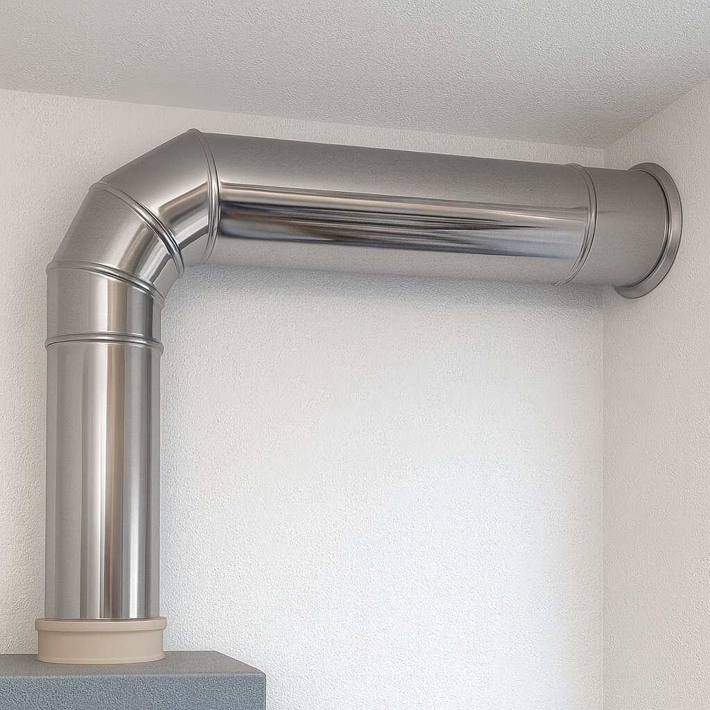 Подключение колонки к дымоходу трубой из нержавеющей стали