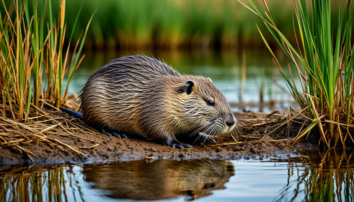 Нутрия у пруда