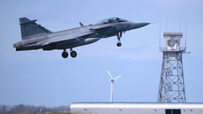 JAS-39 Gripen на взлете. Фото: JOHN THYS/AFP - Getty Images
