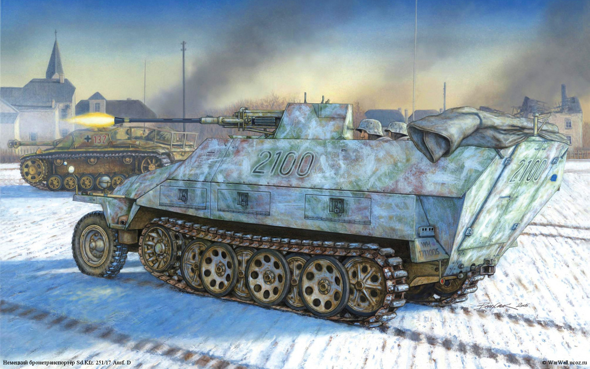 Самоходная установка mittlerer Schutzenpanzerwagen mit 2 cm Flak 38 (Sd.Kfz.251/17), использовалась и в качестве машины командира взвода